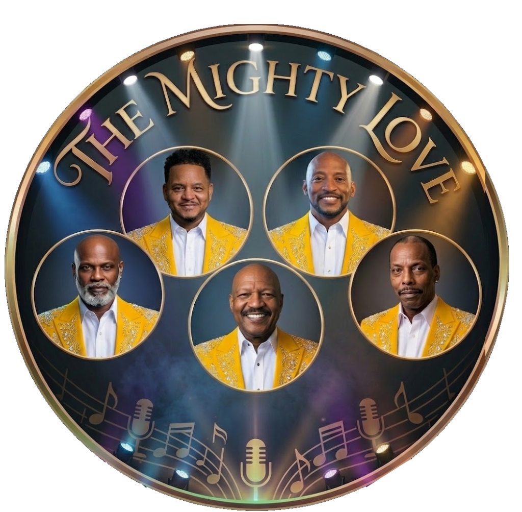 The Mighty Love gold stage emblem